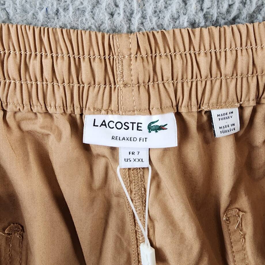 Lacoste Relaxed Fit Track Pants Men's XXL Croissant-Farine Button Zip Closure