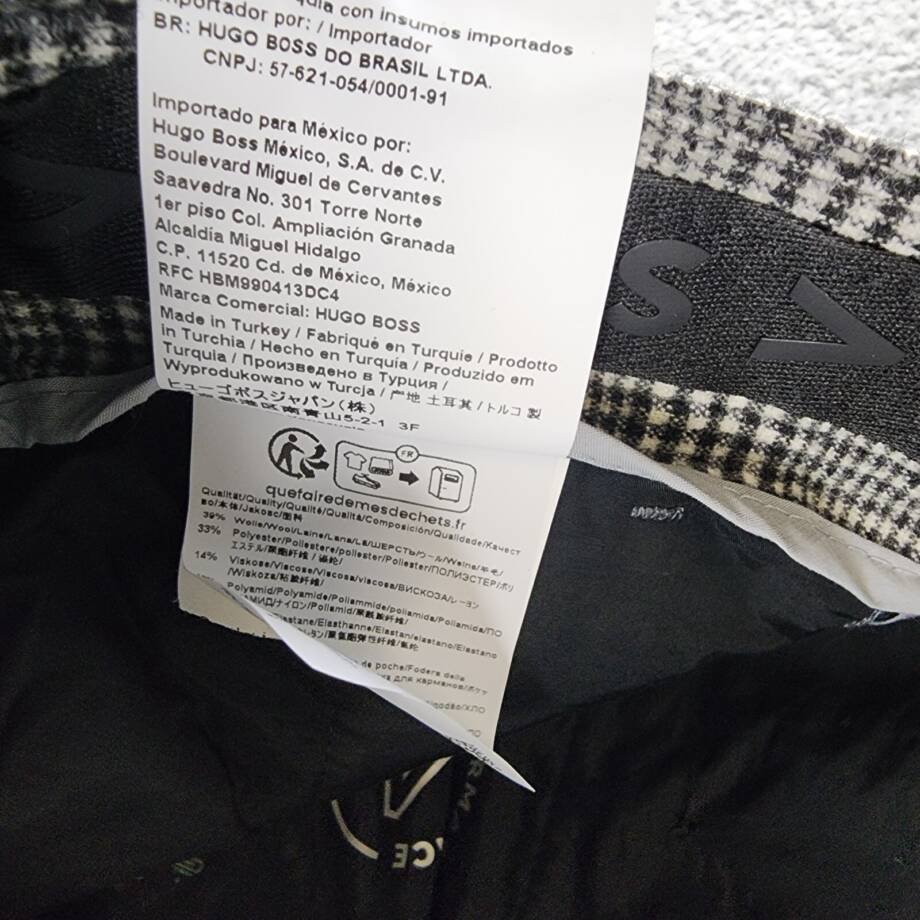 BOSS Hugo Boss P-Perin Wool-Blend Trouser Men's 32 Black Zip Fly Button Closure