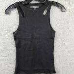 Hudson Cutout Rib-Knit Tank Top Women's XS Black Solid Crew Neck Pullover