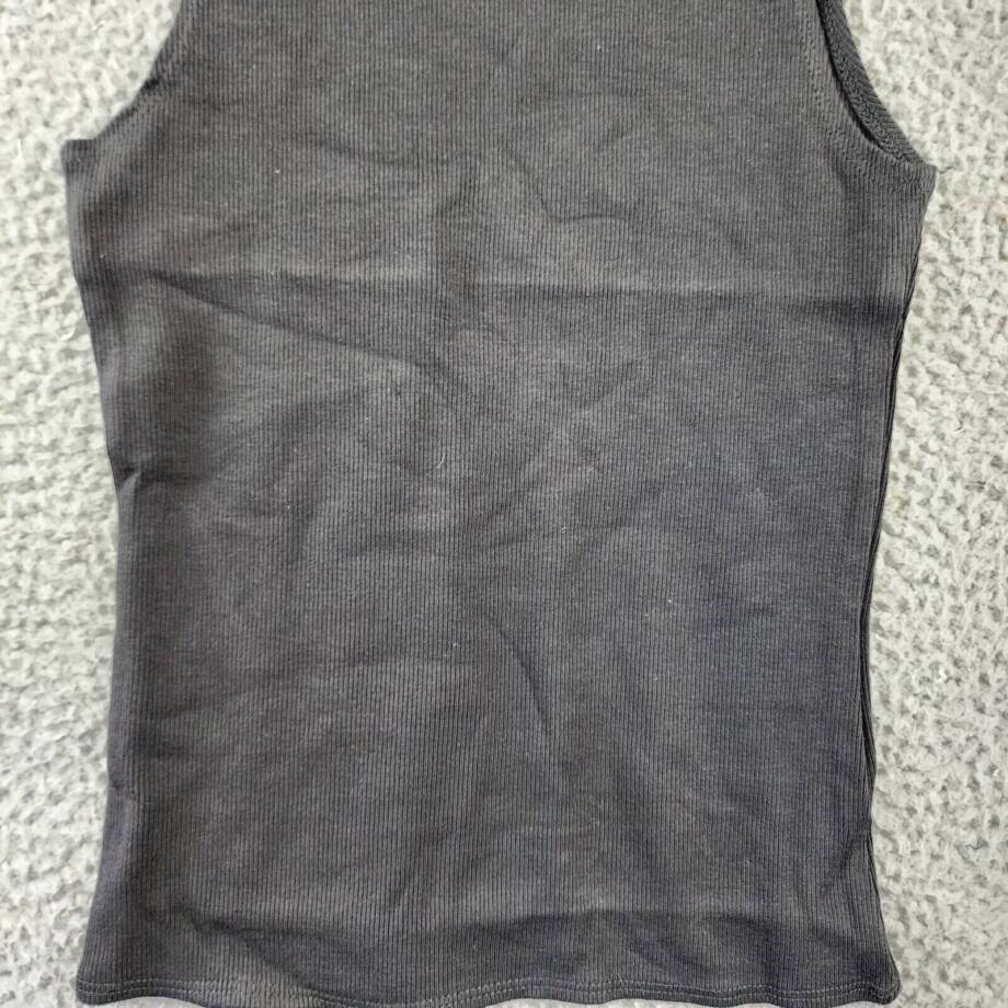 Hudson Cutout Rib-Knit Tank Top Women's XS Black Solid Crew Neck Pullover