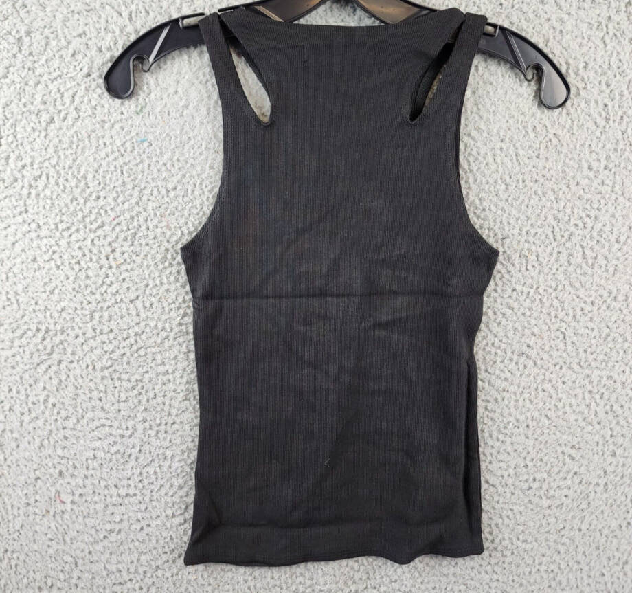 Hudson Cutout Rib-Knit Tank Top Women's XS Black Solid Crew Neck Pullover