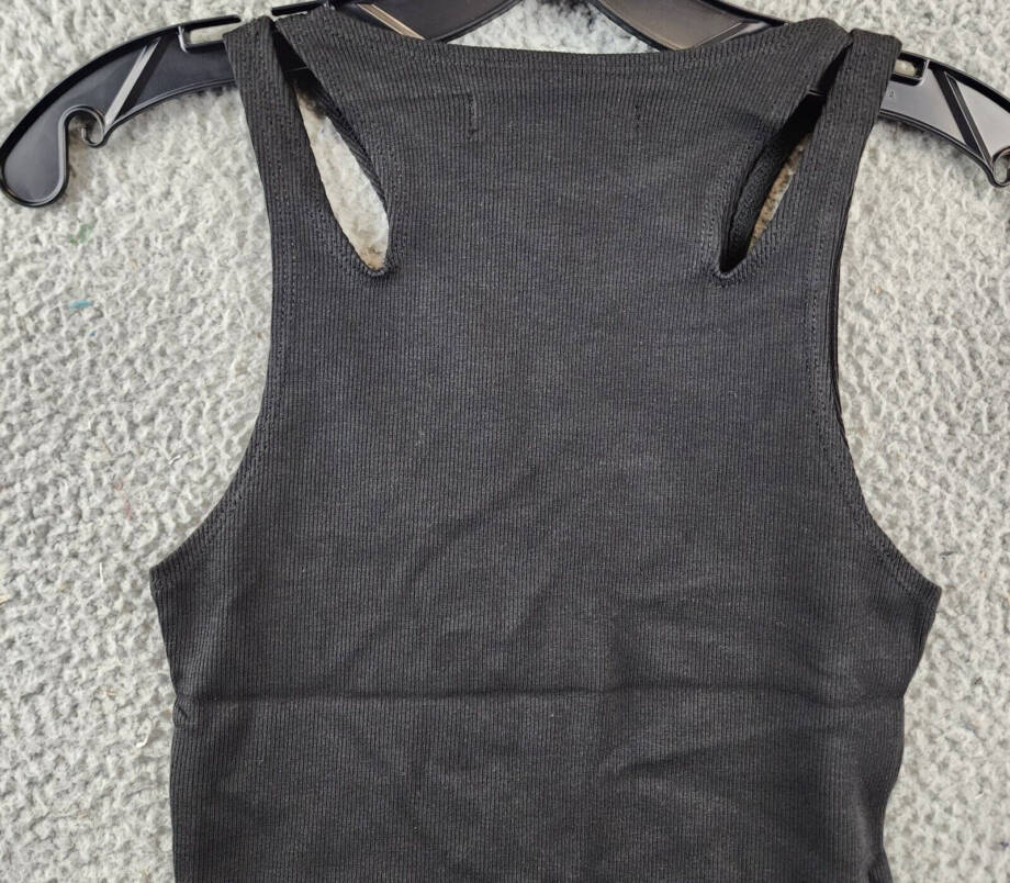 Hudson Cutout Rib-Knit Tank Top Women's XS Black Solid Crew Neck Pullover