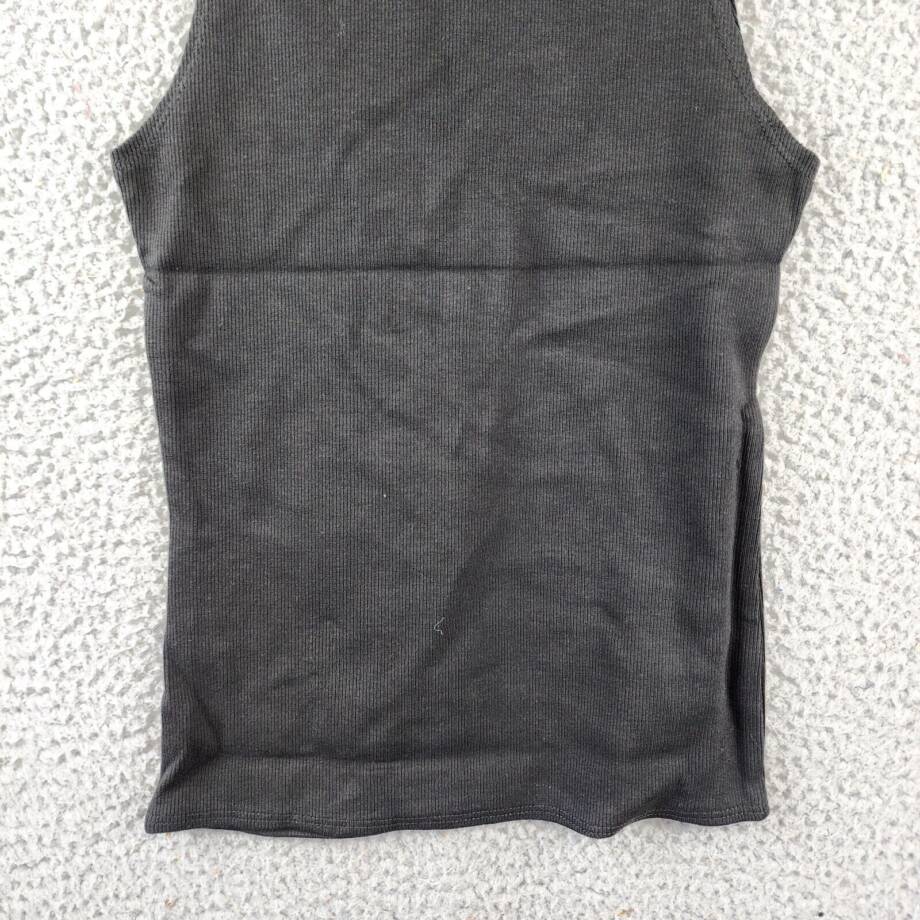 Hudson Cutout Rib-Knit Tank Top Women's XS Black Solid Crew Neck Pullover