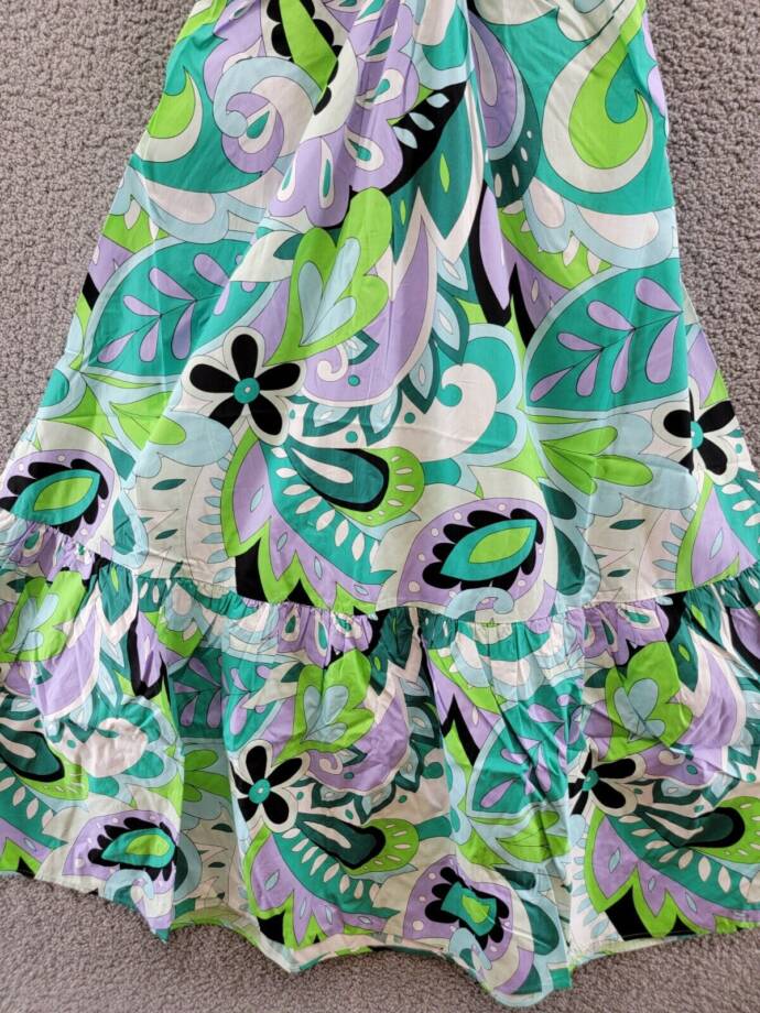 Steve Madden Amanda Cutout Midi Dress Women's M Green Multi V-Neck Pullover S/S