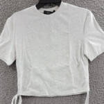 Lioness Agyness Drawstring Cropped T-Shirt Womens XS Grey Marle Agyness Crewneck