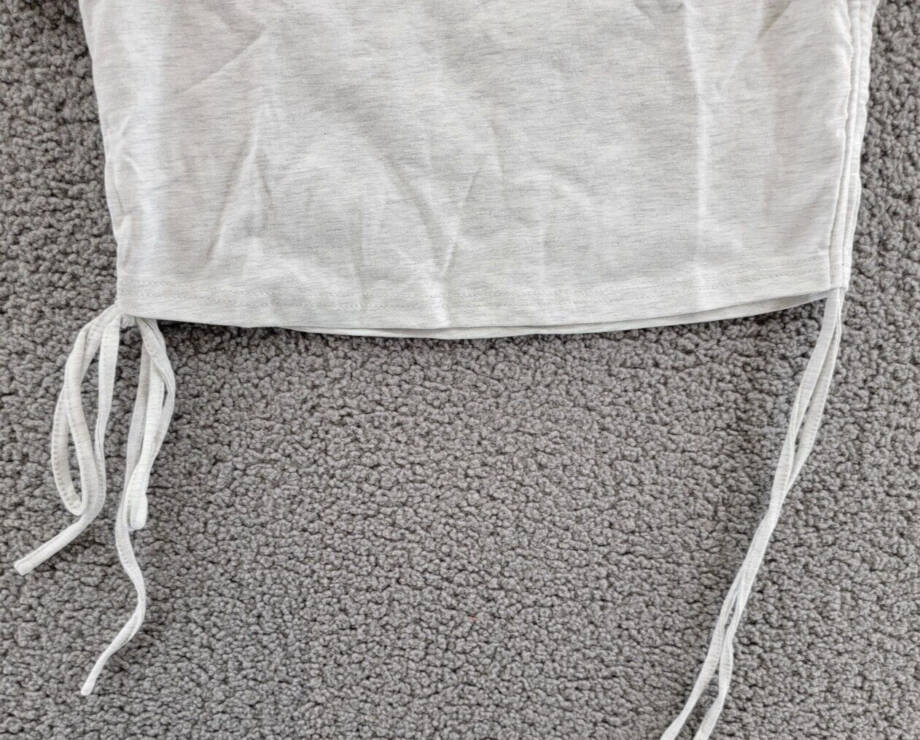 Lioness Agyness Drawstring Cropped T-Shirt Womens XS Grey Marle Agyness Crewneck