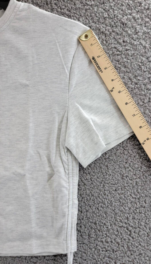 Lioness Agyness Drawstring Cropped T-Shirt Womens XS Grey Marle Agyness Crewneck