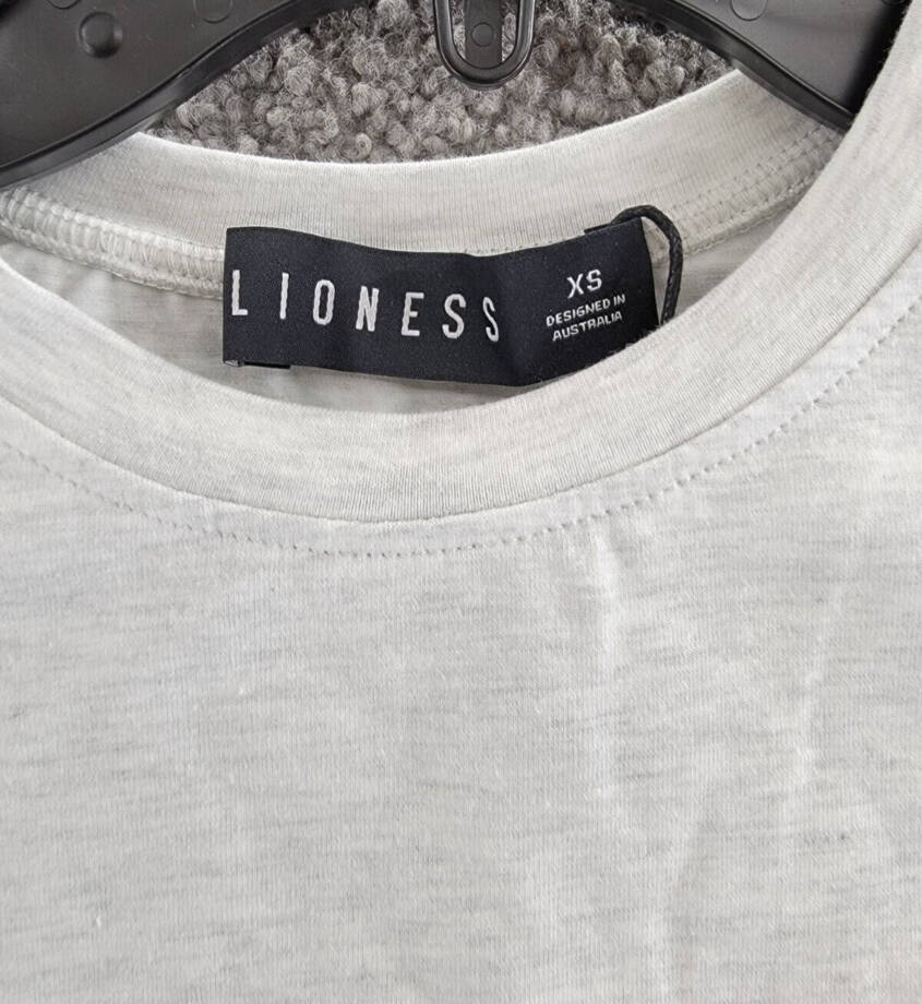 Lioness Agyness Drawstring Cropped T-Shirt Womens XS Grey Marle Agyness Crewneck