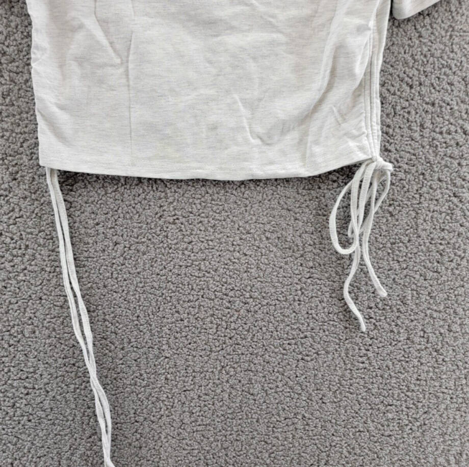 Lioness Agyness Drawstring Cropped T-Shirt Womens XS Grey Marle Agyness Crewneck