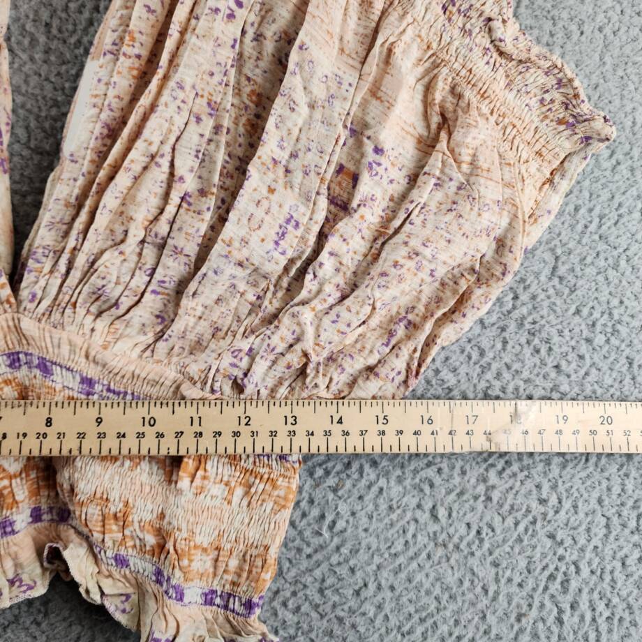 Free People Next Vacation Top Women's XS Ivory Combo Floral V-Neck Tie Closure