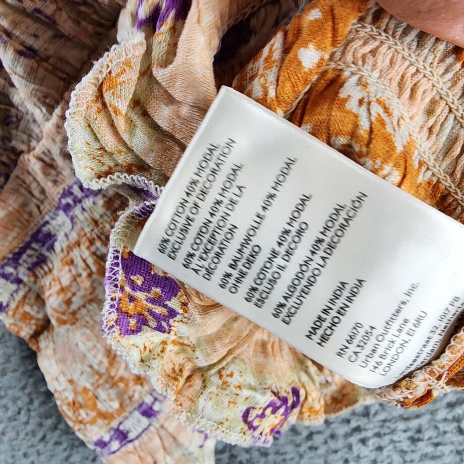 Free People Next Vacation Top Women's XS Ivory Combo Floral V-Neck Tie Closure