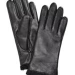 Charter Club Micro Faux Fur Lined Leather Tech Gloves Women's Small Black