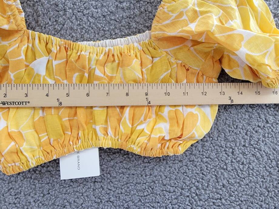 Faithfull the Brand Harlow Floral Print Linen Crop Top Women's Marigold 4