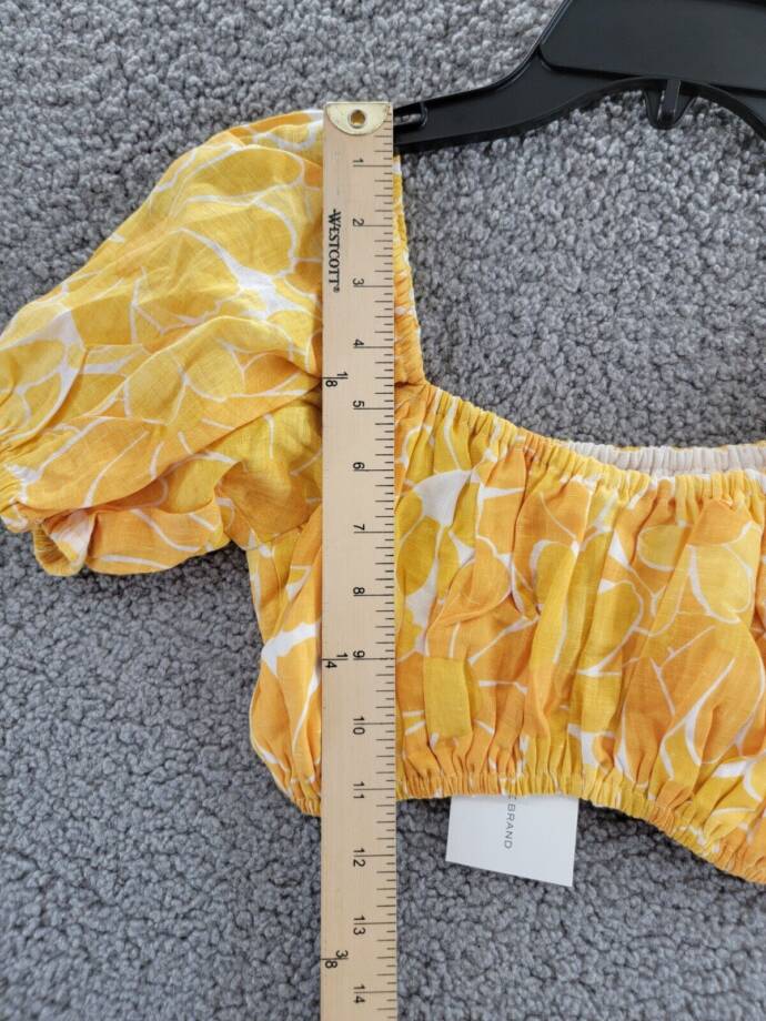 Faithfull the Brand Harlow Floral Print Linen Crop Top Women's Marigold 4