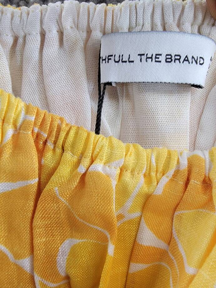 Faithfull the Brand Harlow Floral Print Linen Crop Top Women's Marigold 4