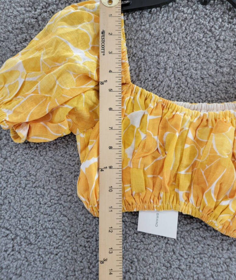 Faithfull the Brand Harlow Floral Print Linen Crop Top Women's Marigold 4