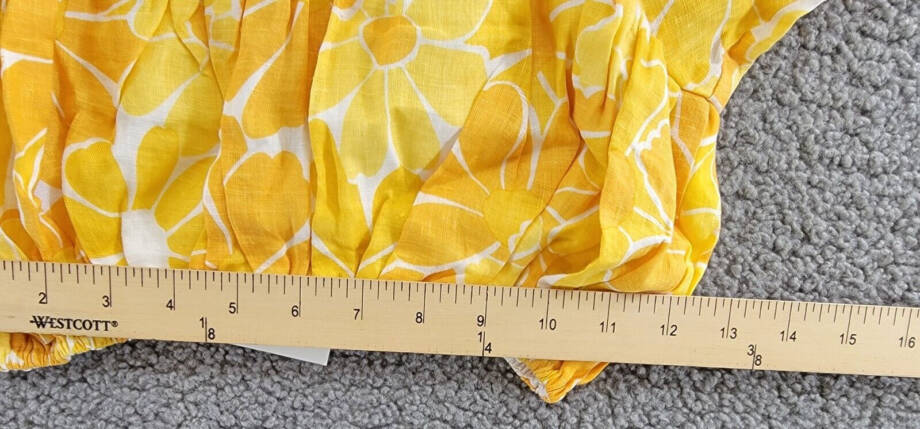 Faithfull the Brand Harlow Floral Print Linen Crop Top Women 8 Marigold Pullover