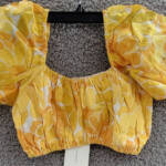 Faithfull the Brand Harlow Floral Print Linen Crop Top Women 4 Marigold Pullover