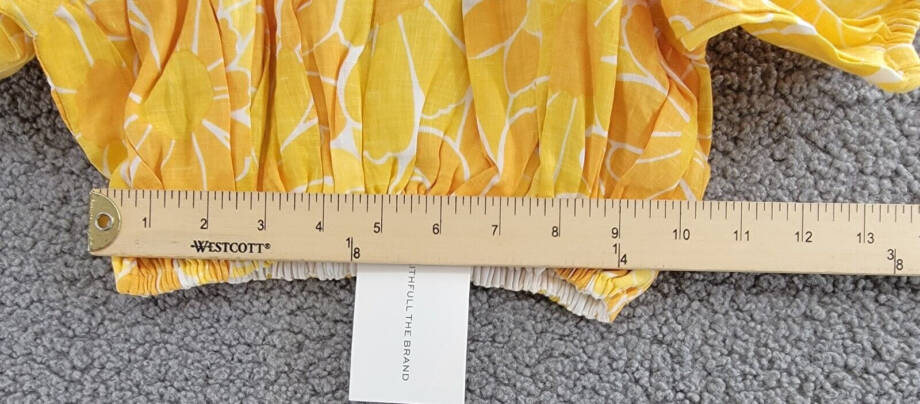 Faithfull the Brand Harlow Floral Print Linen Crop Top Women 4 Marigold Pullover
