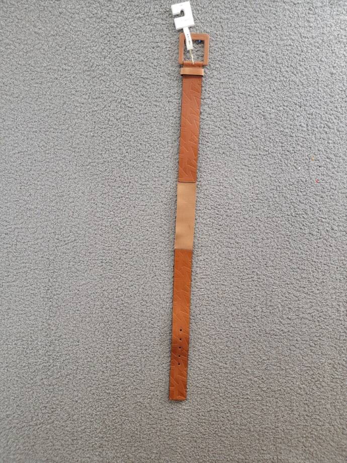 MICHAEL Michael Kors Embossed Logo Stretch Leather Belt Women's S/M Luggage