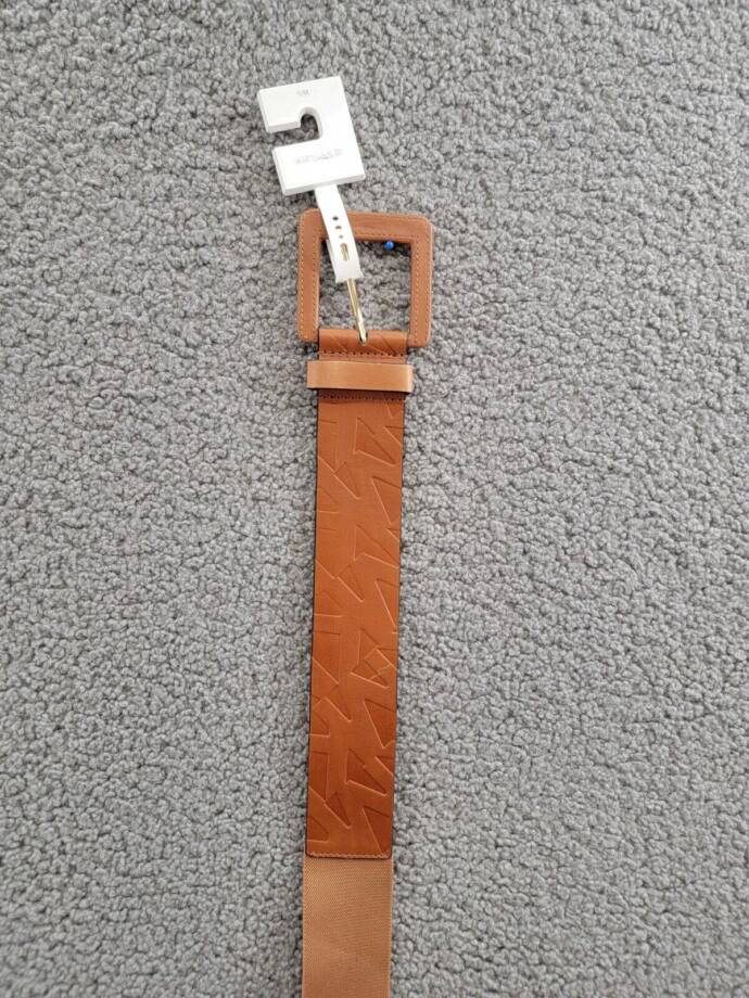 MICHAEL Michael Kors Embossed Logo Stretch Leather Belt Women's S/M Luggage