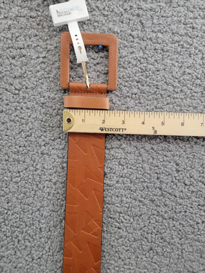 MICHAEL Michael Kors Embossed Logo Stretch Leather Belt Women's S/M Luggage