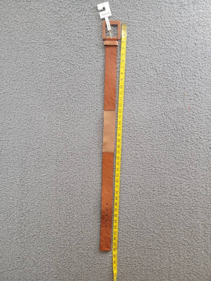 MICHAEL Michael Kors Embossed Logo Stretch Leather Belt Women's S/M Luggage