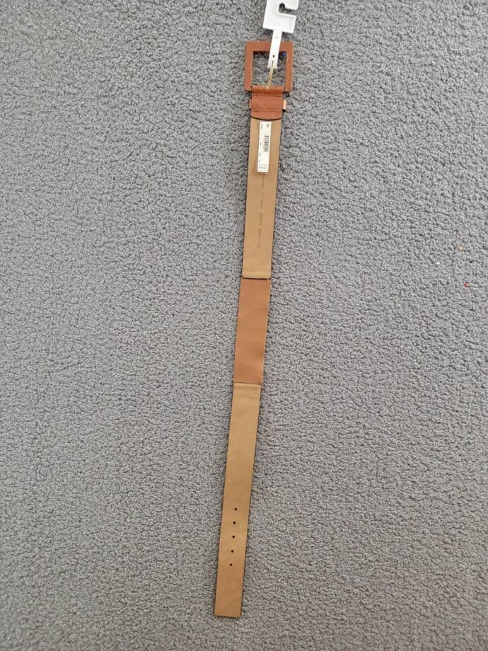 MICHAEL Michael Kors Embossed Logo Stretch Leather Belt Women's S/M Luggage