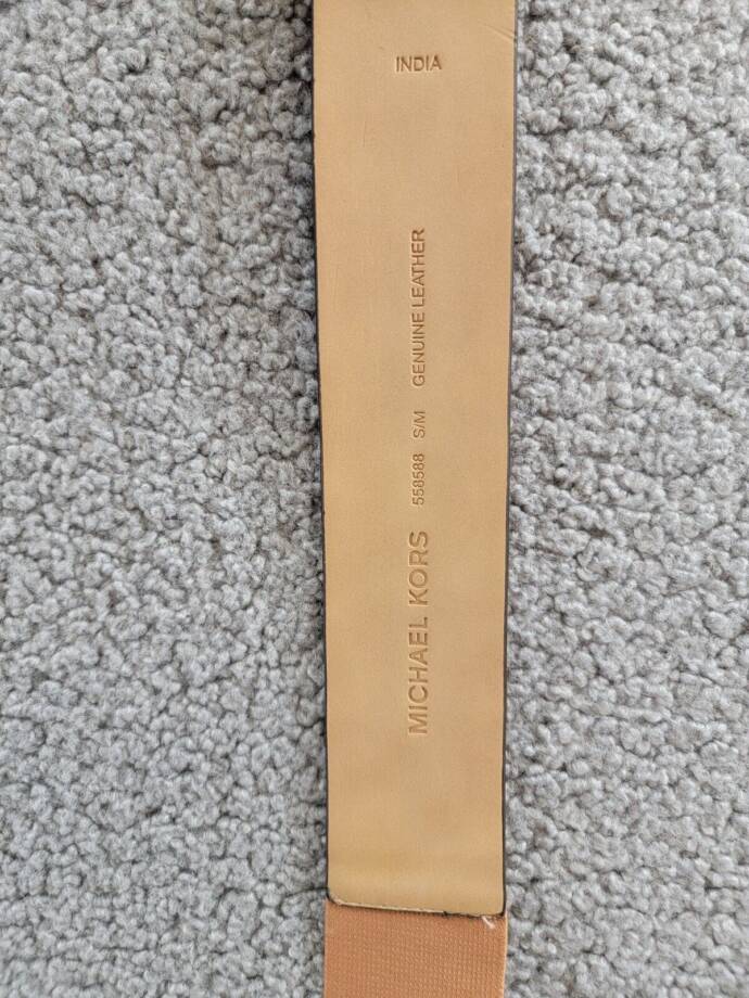 MICHAEL Michael Kors Embossed Logo Stretch Leather Belt Women's S/M Luggage
