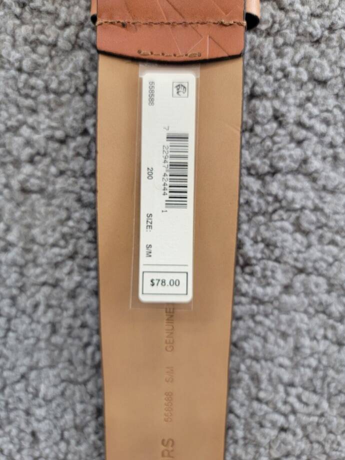 MICHAEL Michael Kors Embossed Logo Stretch Leather Belt Women's S/M Luggage