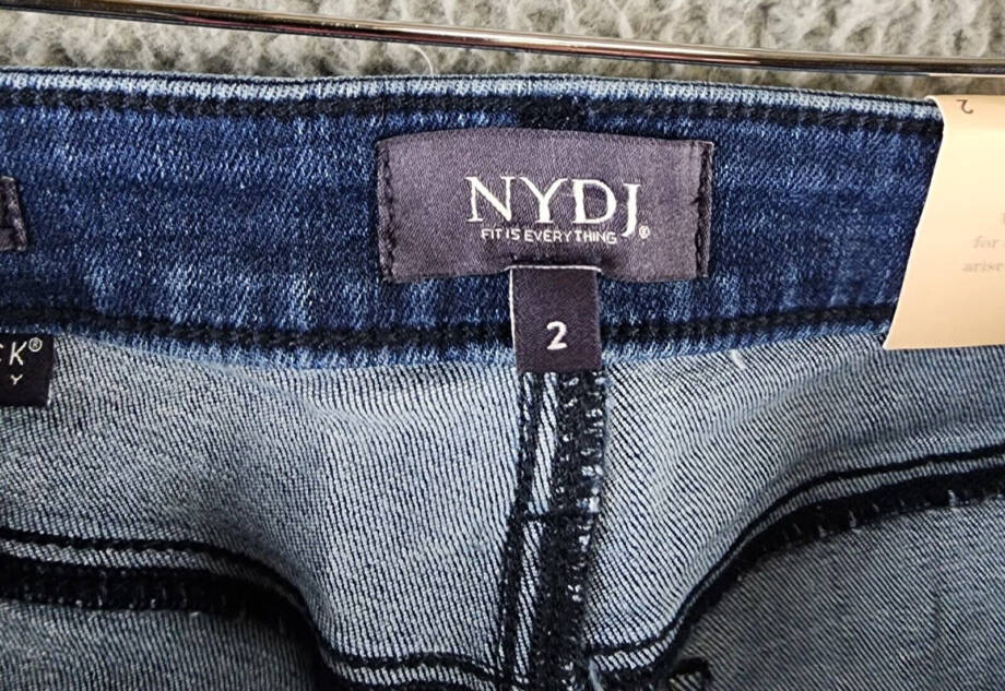 NYDJ Sheri Slim Ankle Cuffed Jeans Women's 2 Bluewell Denim Button Zip Closure