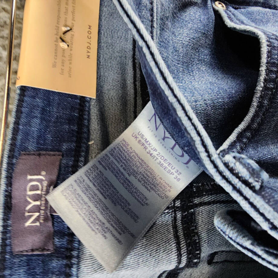 NYDJ Sheri Slim Ankle Cuffed Jeans Women's 2 Bluewell Denim Button Zip Closure