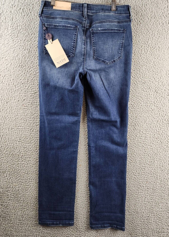 NYDJ Sheri Slim Ankle Cuffed Jeans Women's 2 Bluewell Denim Button Zip Closure