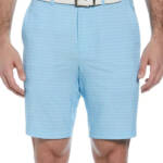 PGA TOUR Striped 8" Golf Shorts Men's 40 Ethereal Blue Pocket Button Zip Closure