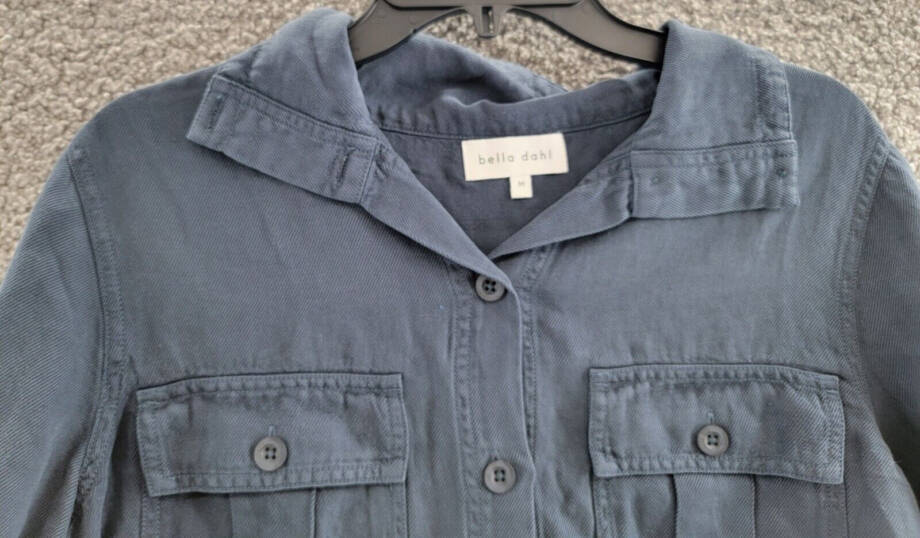 Bella Dahl River Utility Drawstring Linen Blend Jacket Women's M Coastal Navy