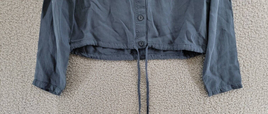 Bella Dahl River Utility Drawstring Linen Blend Jacket Women's M Coastal Navy