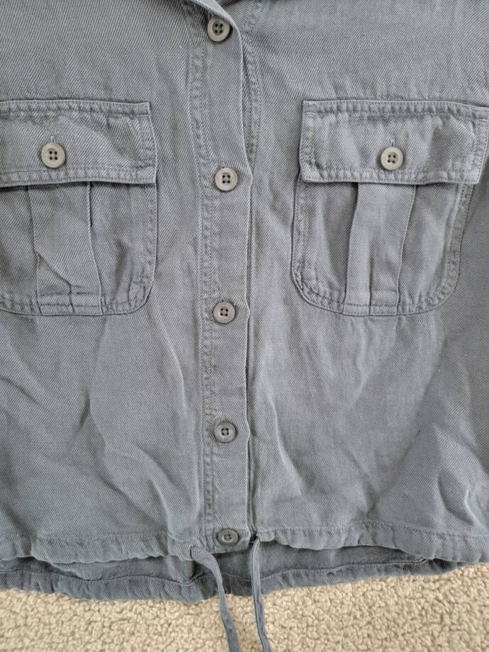 Bella Dahl River Utility Drawstring Linen Blend Jacket Women's M Coastal Navy
