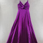 Aidan by Aidan Mattox Twist Front Mermaid Gown Women's 8 Purple Adjustable Strap