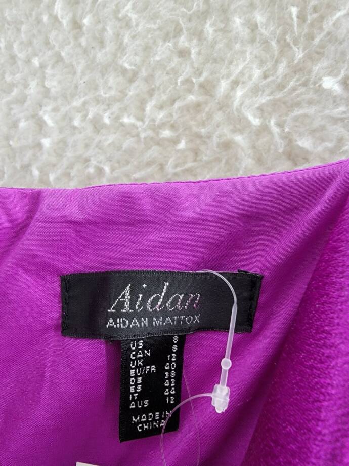 Aidan by Aidan Mattox Twist Front Mermaid Gown Women's 8 Purple Adjustable Strap