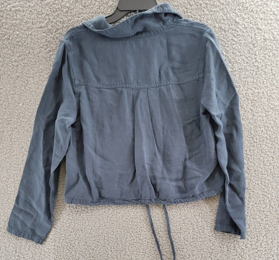 Bella Dahl River Utility Drawstring Linen Blend Jacket Women's M Coastal Navy
