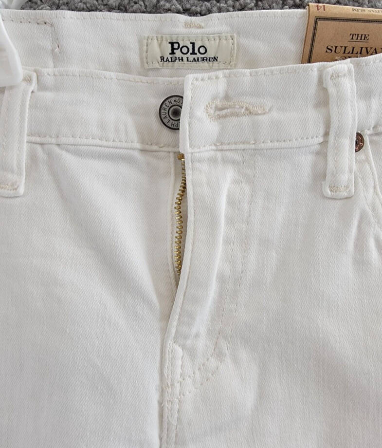 Polo Ralph Lauren Sullivan Slim Stretch Denim Shorts Big Boys 14 White 5 Pocket~