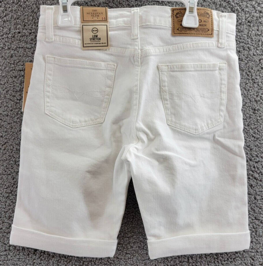 Polo Ralph Lauren Sullivan Slim Stretch Denim Shorts Big Boys 14 White 5 Pocket~