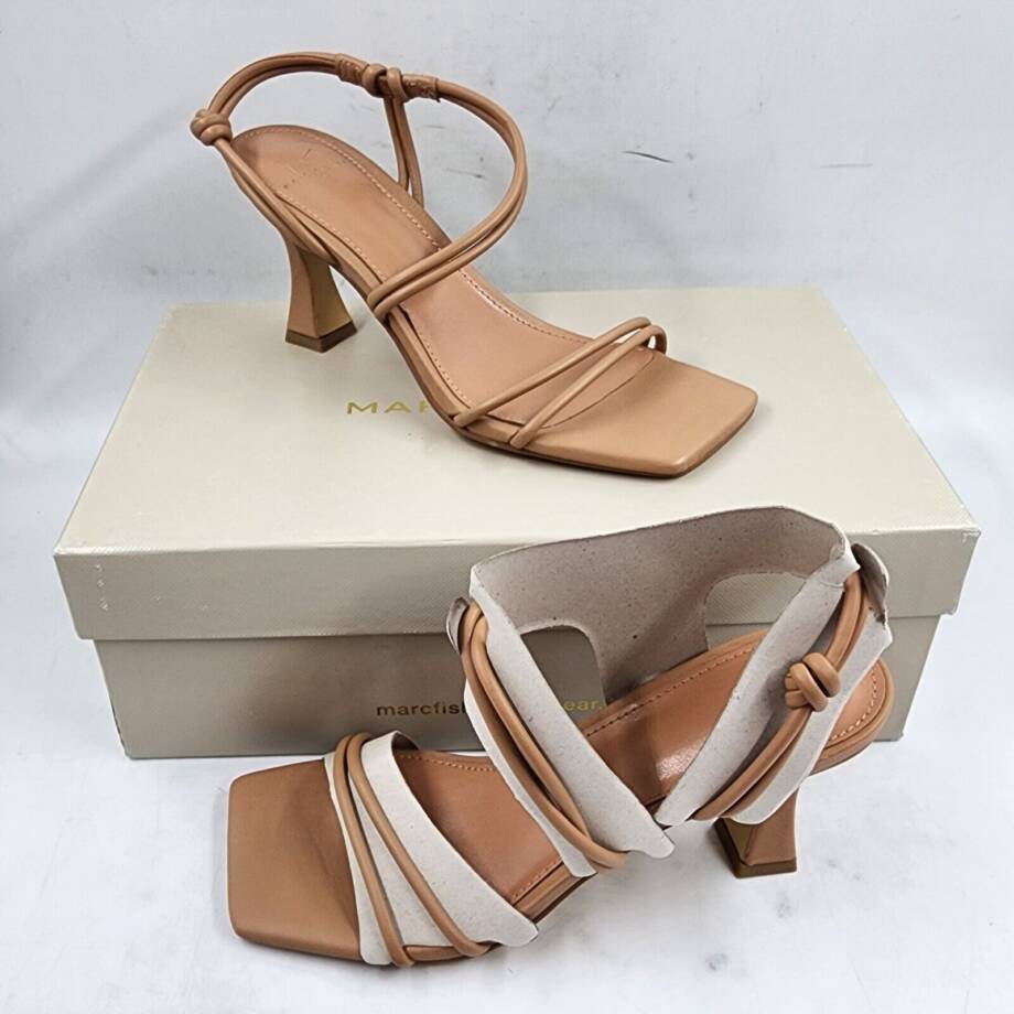 Marc Fisher LTD. Davia Leather Slingback Sandals Women's 5M Medium Natural Solid