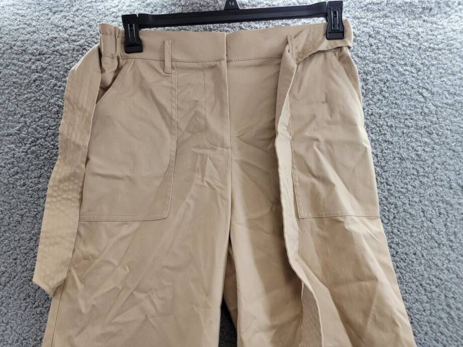 Calvin Klein Cropped Belted Wide Leg Pants Women's S Nomad High Rise Side Pocket