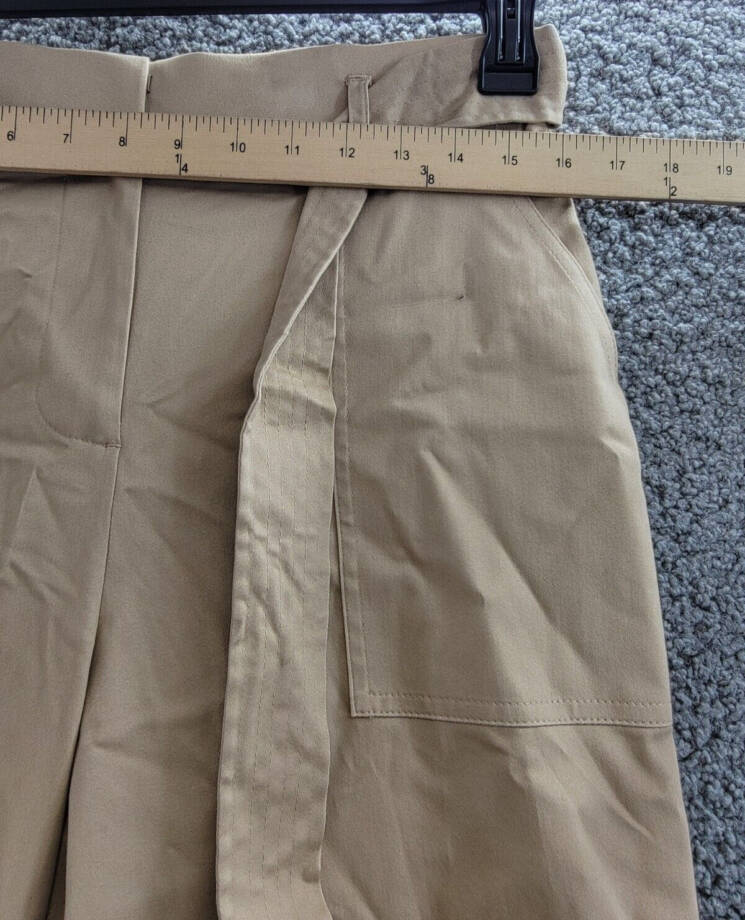 Calvin Klein Cropped Belted Wide Leg Pants Women's S Nomad High Rise Side Pocket