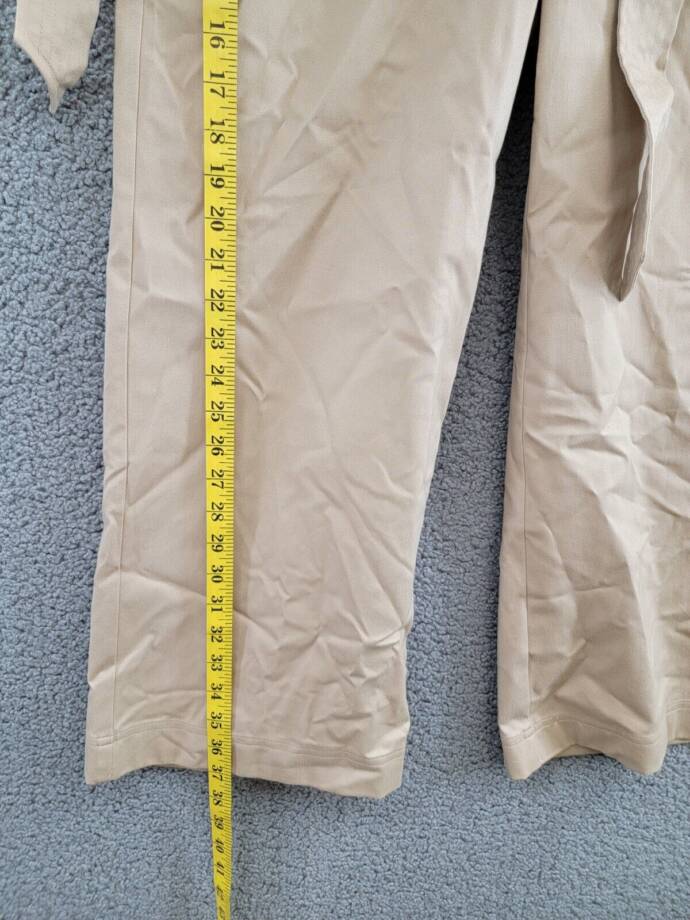 Calvin Klein Cropped Belted Wide Leg Pants Women's S Nomad High Rise Side Pocket