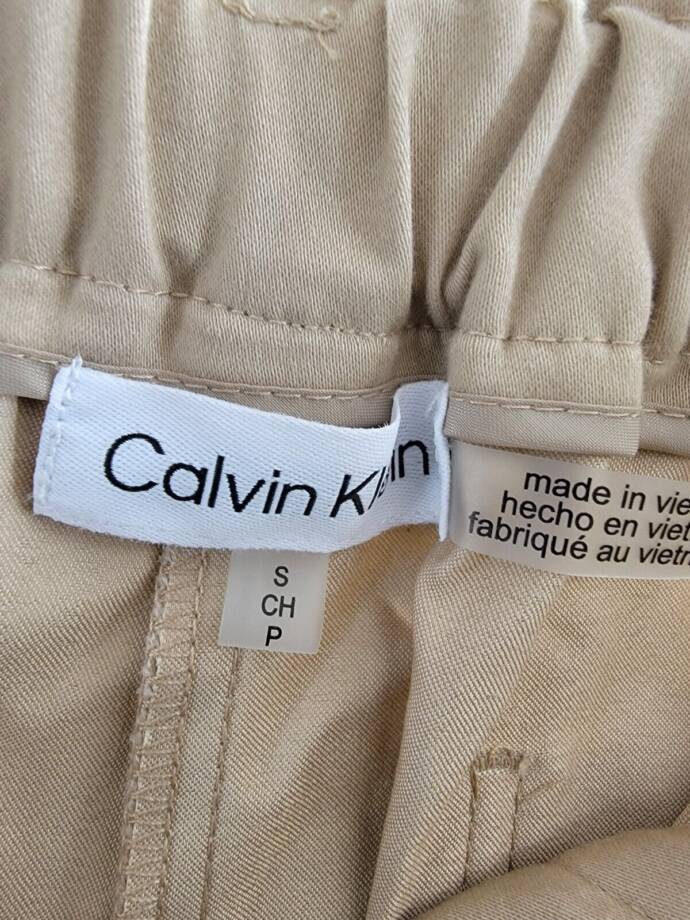 Calvin Klein Cropped Belted Wide Leg Pants Women's S Nomad High Rise Side Pocket