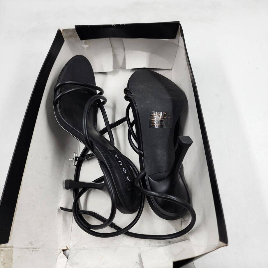 AQUA Arlow Ankle Strap High Heel Sandals Women's 7.5 Black Buckle Closure
