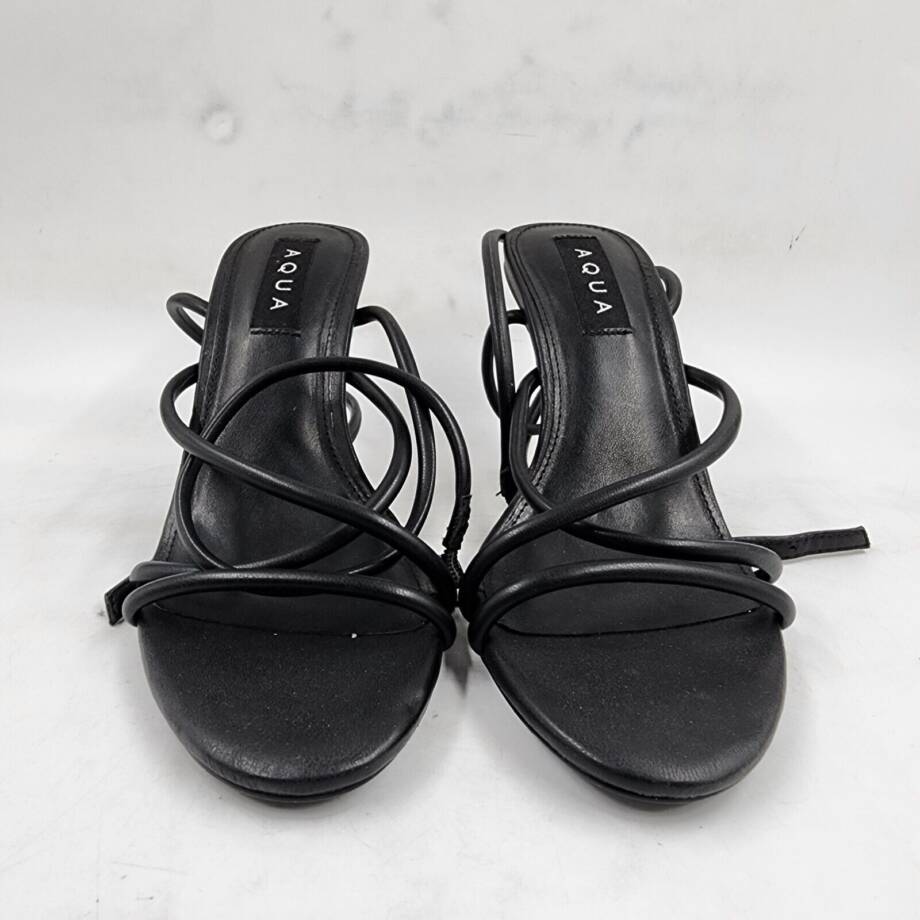 AQUA Arlow Ankle Strap High Heel Sandals Women's 7.5 Black Buckle Closure