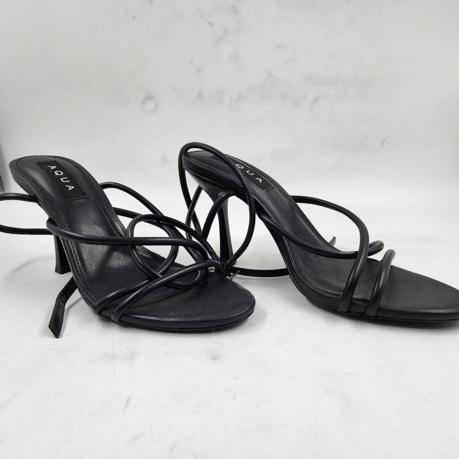 AQUA Arlow Ankle Strap High Heel Sandals Women's 7.5 Black Buckle Closure